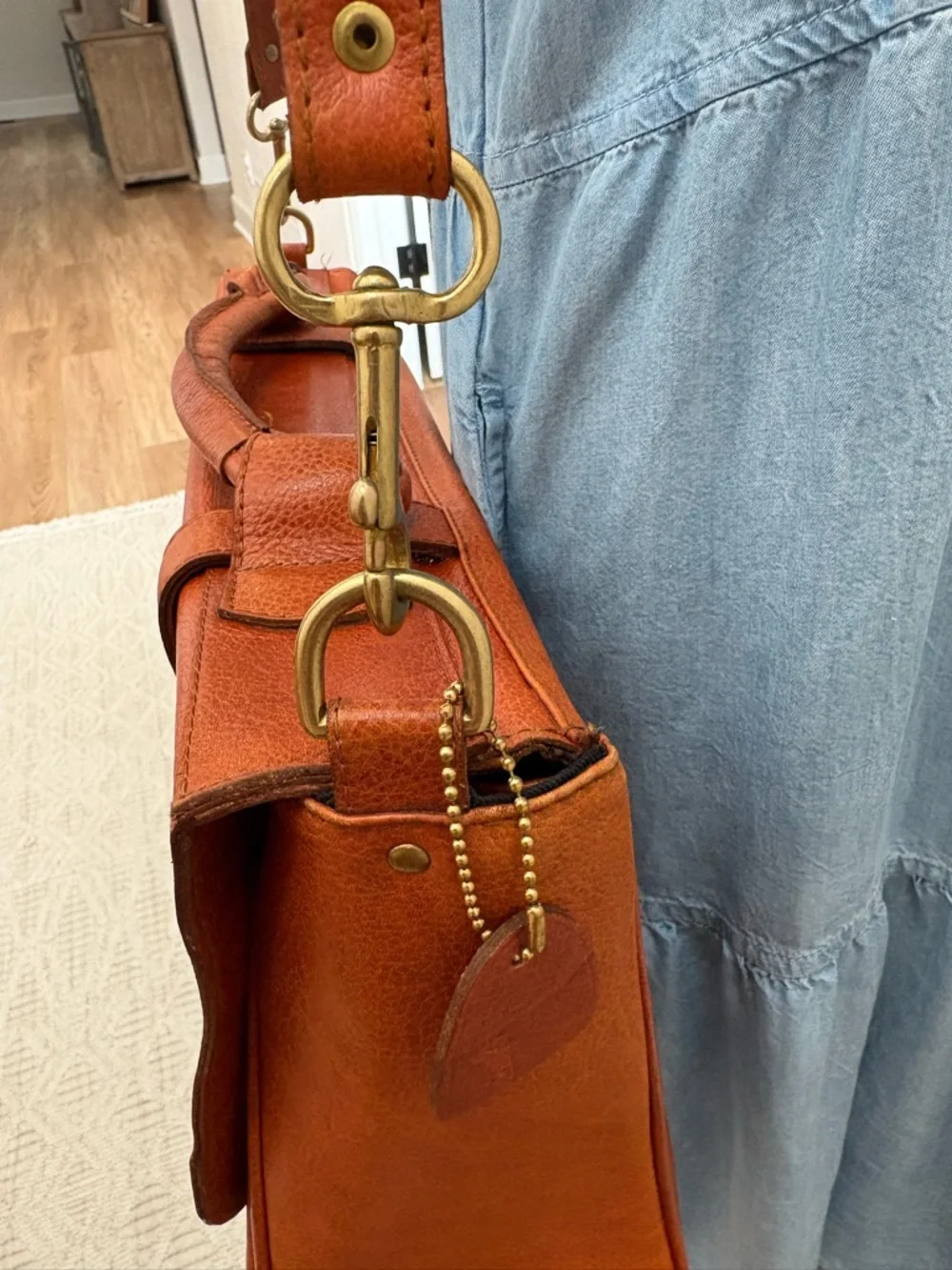 JP Ourse & Cie Vintage Chestnut Leather Laptop Bag Messenger Style Briefcase